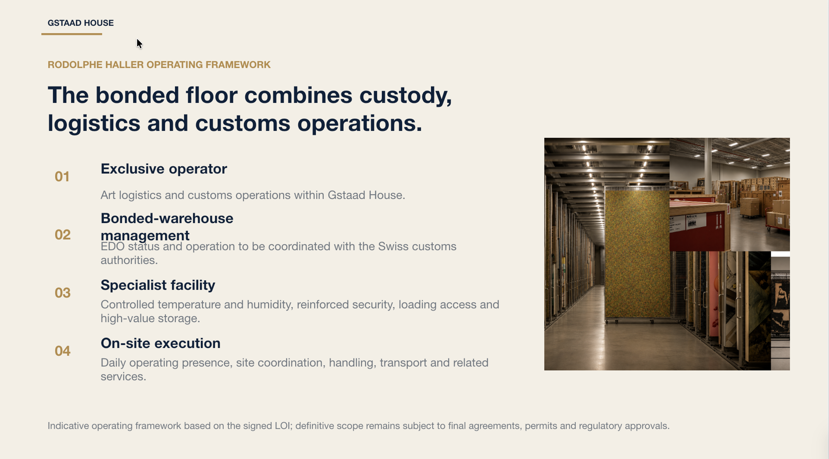 Rodolphe Haller operating framework for custody, logistics and customs